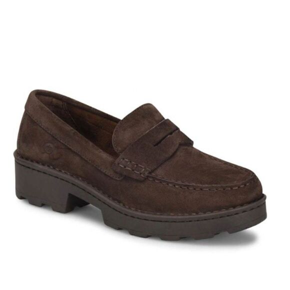 Born Carrera Suede Loafer Brown Platform 10M - Picture 1 of 9